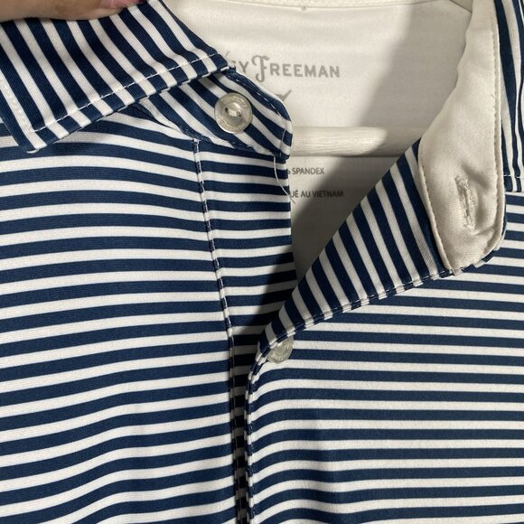 Hickey Freeman Golf Performance Polo Size L Polyester Spandex Stretch Striped - Picture 4 of 13